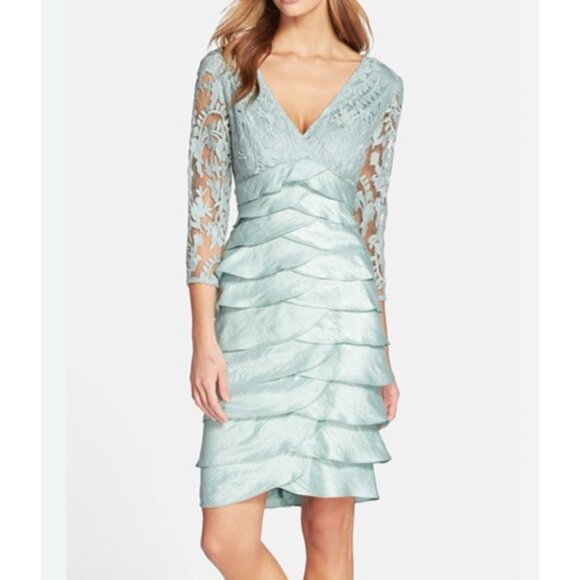 Adrianna Papell Dress Green Mint 4 Tiered Party Wedding Cruise Event NWT - Picture 1 of 6